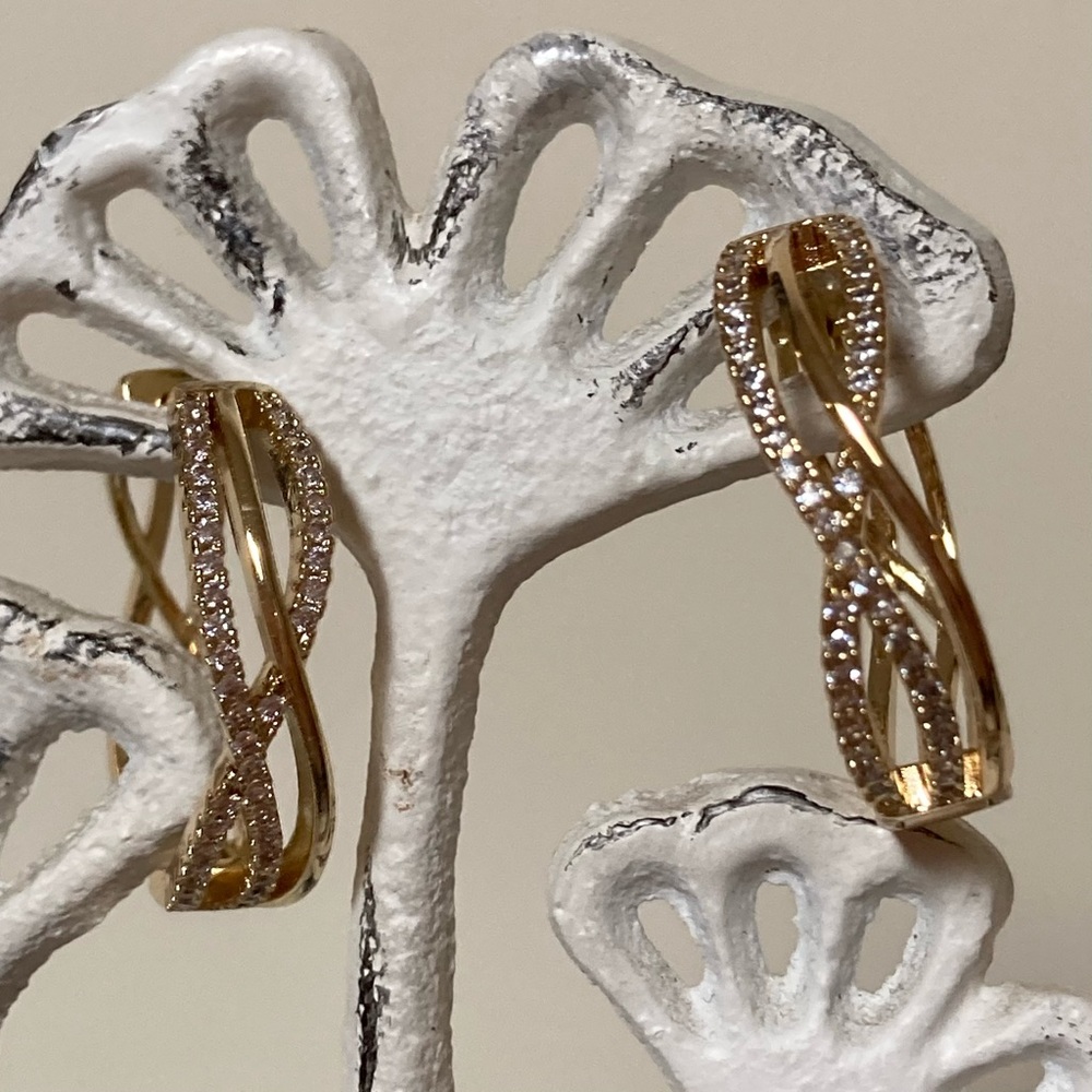 Gold Plated Swarovski Hoop Earrings